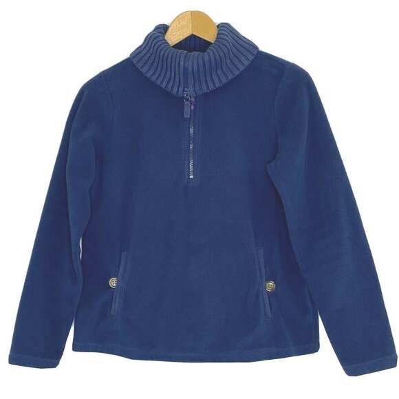 Lands' End Women's size Small 1/4 Zip Sweater Neck Pullover Fleece Top Blue - Picture 1 of 11